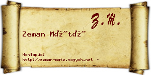 Zeman Máté névjegykártya